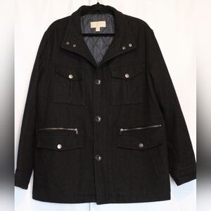 Michael Kors Men’s Black Wool Blend Utility Peacoat XL